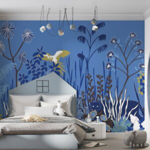 papierpeint jungle bleu