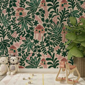 papier peint jungle cabane