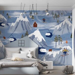 papier peint bleu montagne