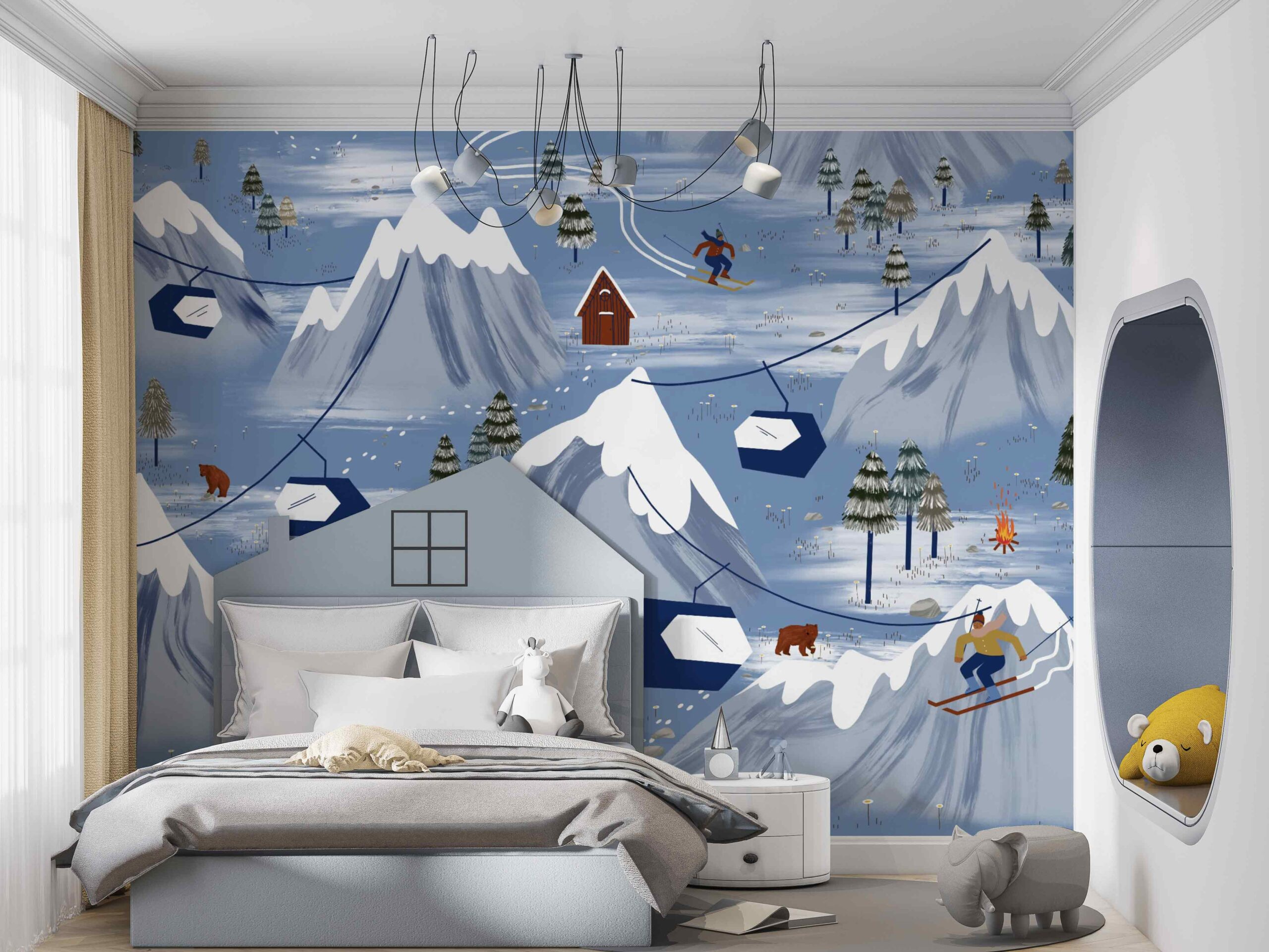 papier peint bleu montagne